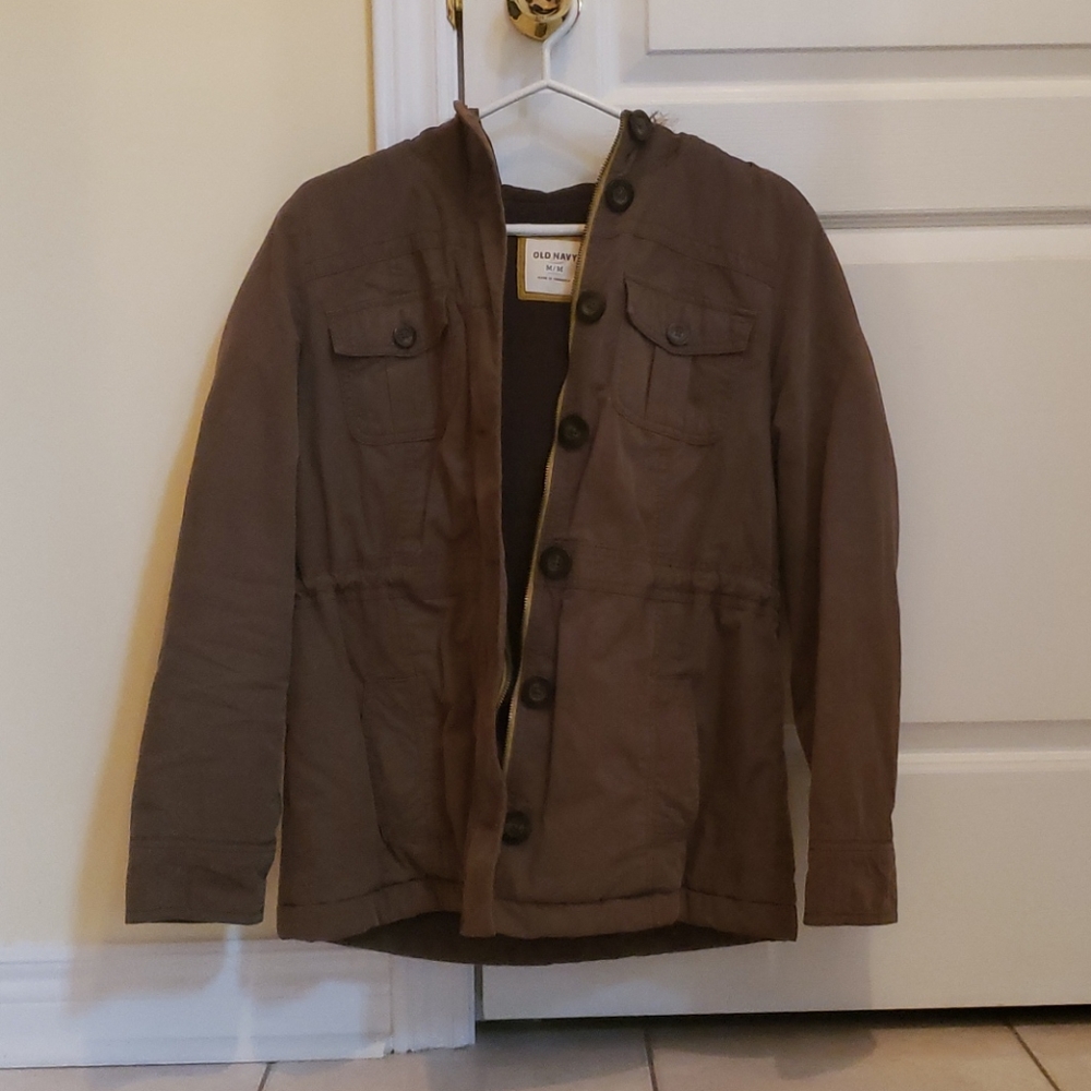 Olive Green Winter Coat with Faux Fur Hood